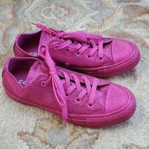 Converse CTAS ox pink glitter low tops